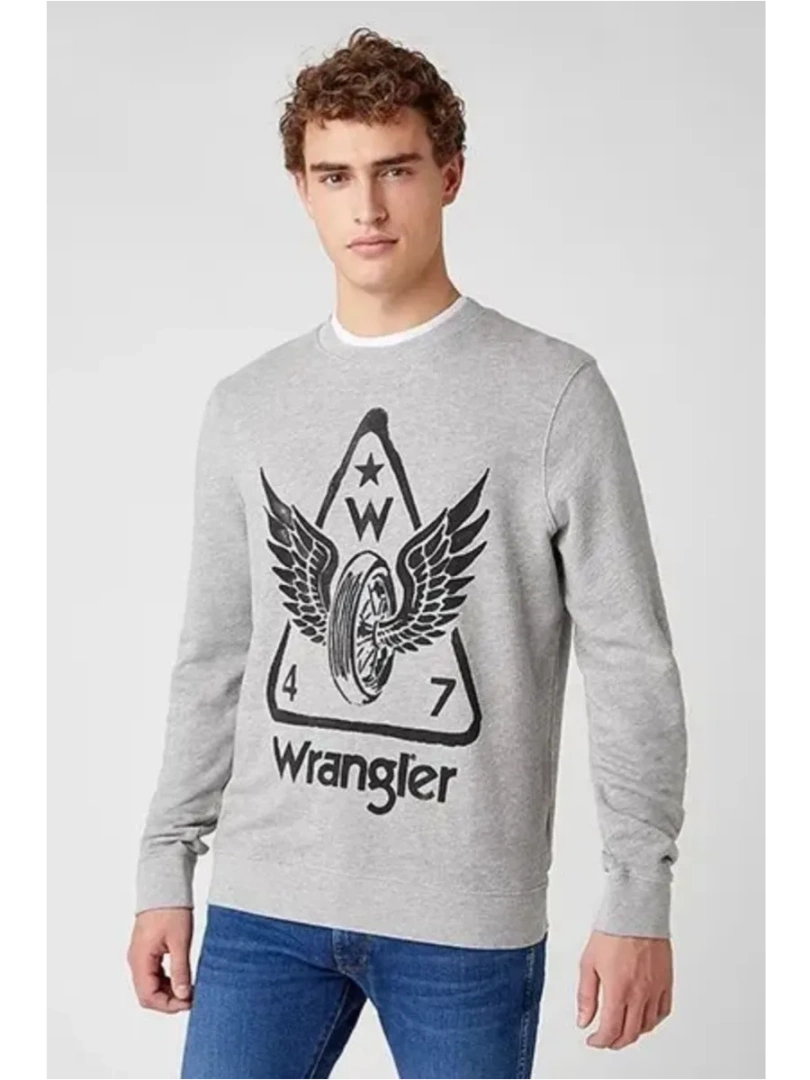 Лонгслив мужской Wrangler Graphic Crew Mid Grey Mel