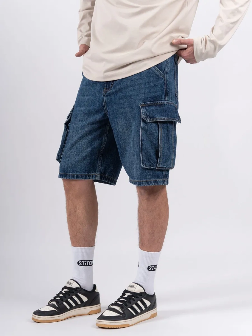 Мужские шорты CARGO Jeans Shorts DARK BLUE